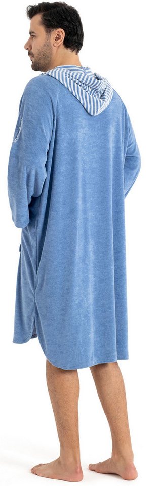 KangaROOS Badeponcho Dalia Surfponcho, ideal für Sauna, Spa & im Urlaub, Langform, Veloursfrottier, Kapuze, ohne, weich, Uni-Farben mit Streifen, leicht, Unisex – Bild 5 von 5