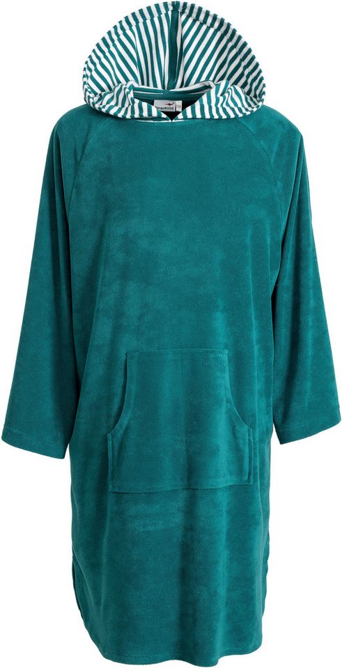 KangaROOS Badeponcho Dalia Surfponcho, ideal für Sauna, Spa & im Urlaub, Langform, Veloursfrottier, Kapuze, ohne, weich, Uni-Farben mit Streifen, leicht, Unisex – Bild 2 von 5