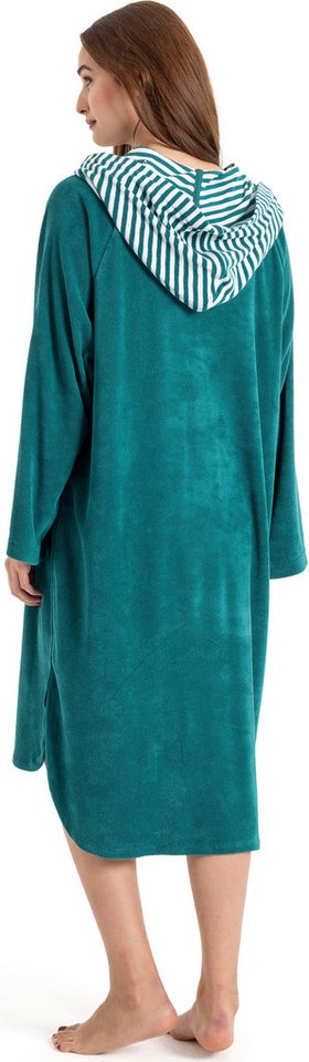 KangaROOS Badeponcho Dalia Surfponcho, ideal für Sauna, Spa & im Urlaub, Langform, Veloursfrottier, Kapuze, ohne, weich, Uni-Farben mit Streifen, leicht, Unisex – Bild 4 von 5