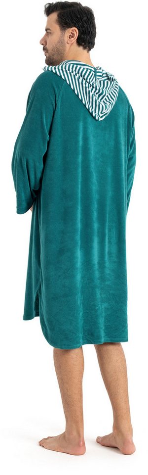 KangaROOS Badeponcho Dalia Surfponcho, ideal für Sauna, Spa & im Urlaub, Langform, Veloursfrottier, Kapuze, ohne, weich, Uni-Farben mit Streifen, leicht, Unisex – Bild 5 von 5