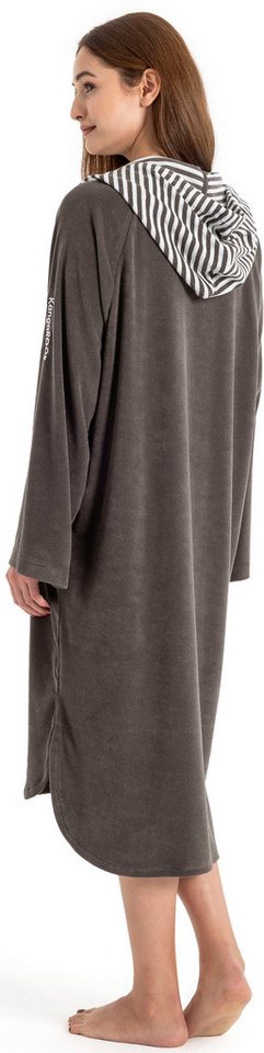 KangaROOS Badeponcho Dalia Surfponcho, ideal für Sauna, Spa & im Urlaub, Langform, Veloursfrottier, Kapuze, ohne, weich, Uni-Farben mit Streifen, leicht, Unisex – Bild 4 von 5