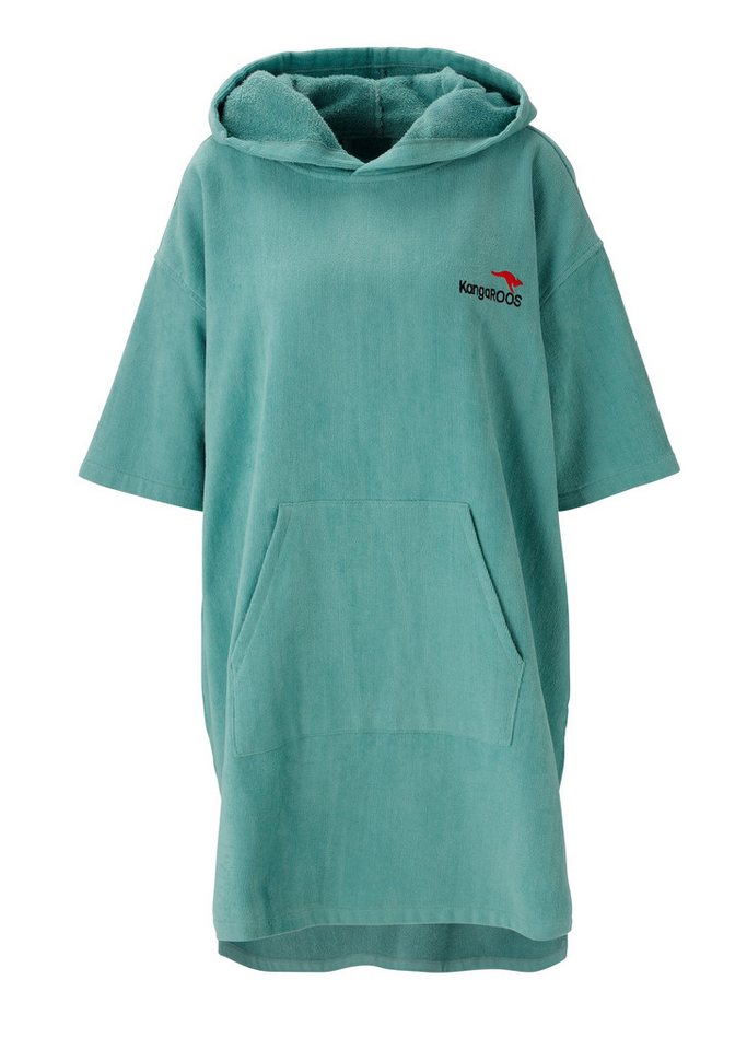 KangaROOS Badeponcho Summer, ideal für Sauna, Spa & im Urlaub, Damen & Herren, Midilänge, Frotteevelours, Kapuze, ohne, Surfponcho, mit Bauchtasche, 100% Baumwo – Bild 2 von 5