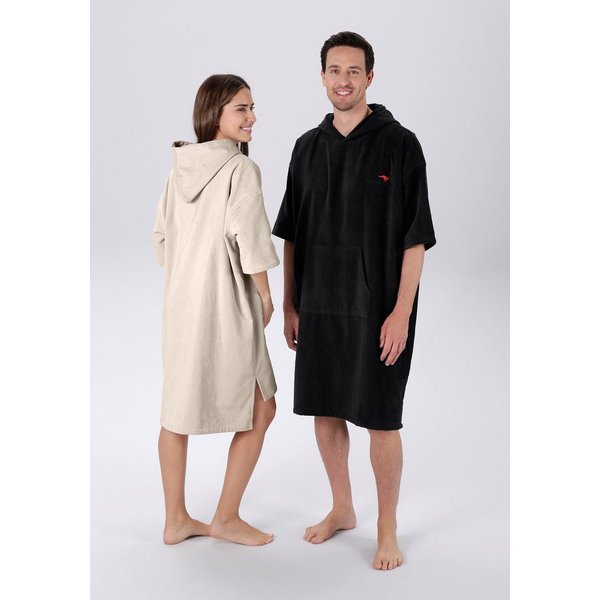 KangaROOS Badeponcho Summer, ideal für Sauna, Spa & im Urlaub, Damen & Herren, Midilänge, Frotteevelours, Kapuze, ohne, Surfponcho, mit Bauchtasche, 100% Baumwo