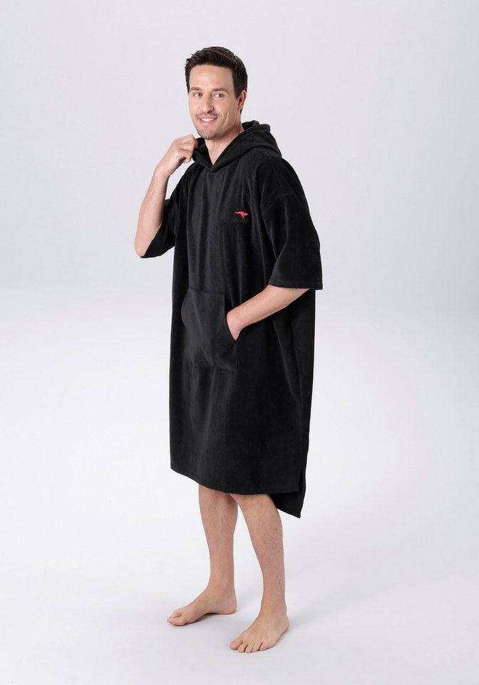 KangaROOS Badeponcho Summer, ideal für Sauna, Spa & im Urlaub, Damen & Herren, Midilänge, Frotteevelours, Kapuze, ohne, Surfponcho, mit Bauchtasche, 100% Baumwo – Bild 4 von 5