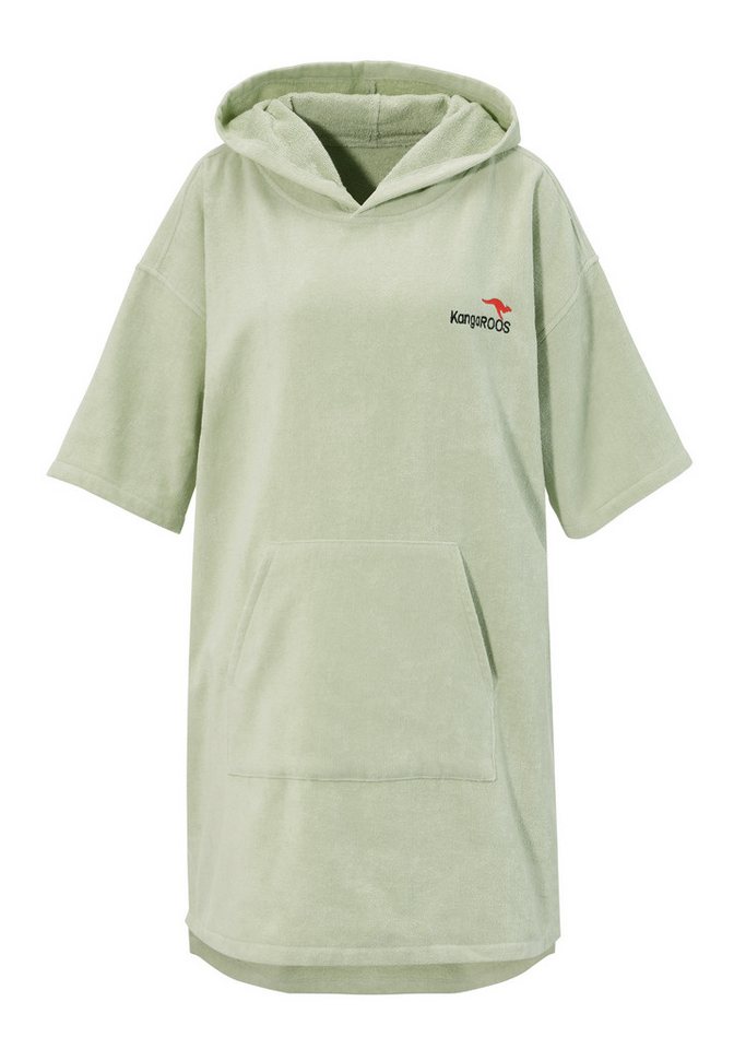 KangaROOS Badeponcho Summer, ideal für Sauna, Spa & im Urlaub, Damen & Herren, Midilänge, Frotteevelours, Kapuze, ohne, Surfponcho, mit Bauchtasche, 100% Baumwo – Bild 2 von 5
