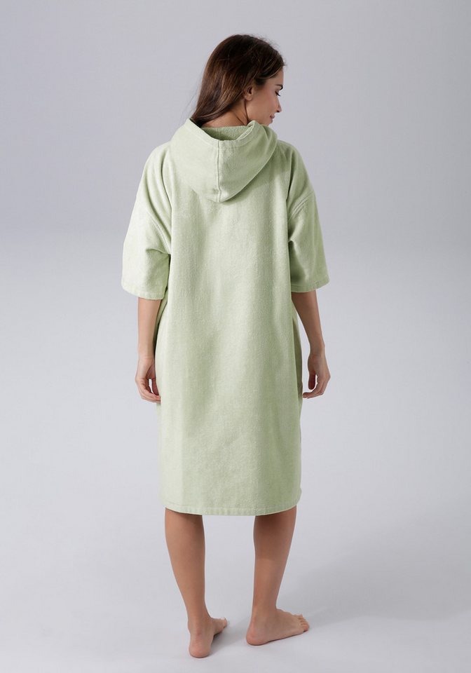 KangaROOS Badeponcho Summer, ideal für Sauna, Spa & im Urlaub, Damen & Herren, Midilänge, Frotteevelours, Kapuze, ohne, Surfponcho, mit Bauchtasche, 100% Baumwo – Bild 3 von 5