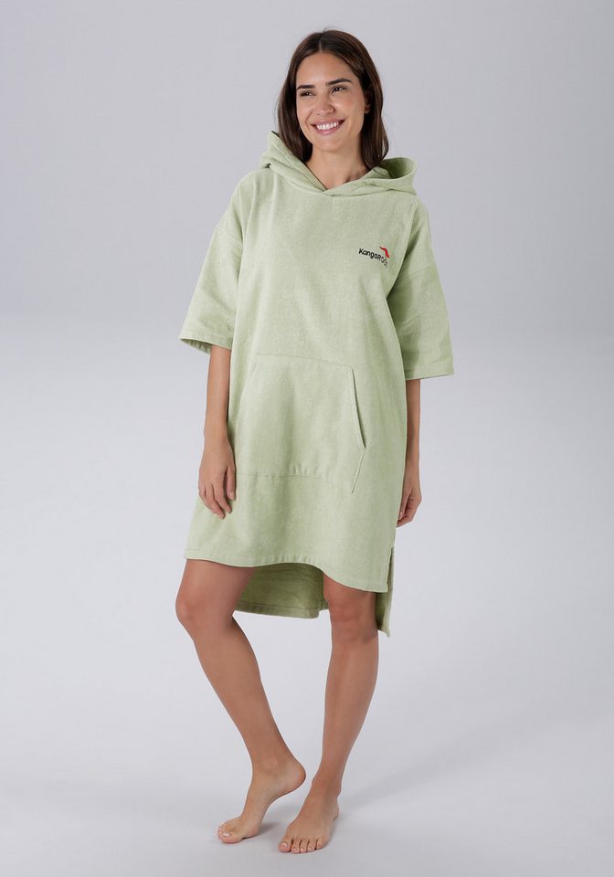 KangaROOS Badeponcho Summer, ideal für Sauna, Spa & im Urlaub, Damen & Herren, Midilänge, Frotteevelours, Kapuze, ohne, Surfponcho, mit Bauchtasche, 100% Baumwo – Bild 4 von 5