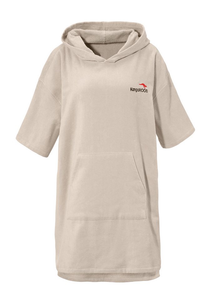 KangaROOS Badeponcho Summer, ideal für Sauna, Spa & im Urlaub, Damen & Herren, Midilänge, Frotteevelours, Kapuze, ohne, Surfponcho, mit Bauchtasche, 100% Baumwo – Bild 2 von 5