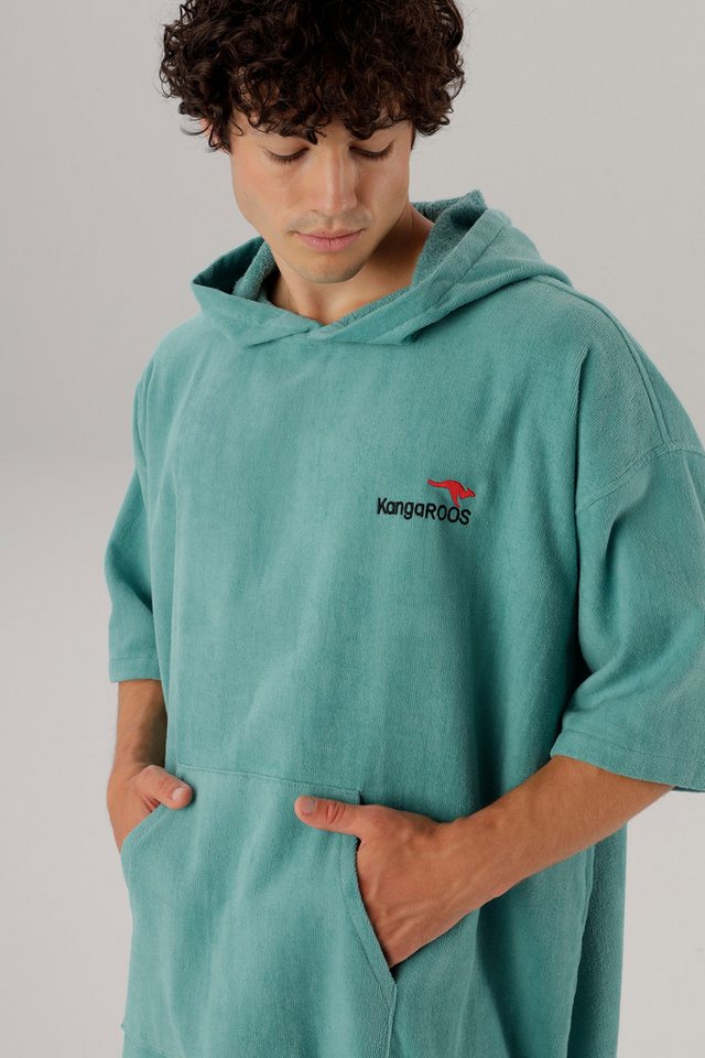 KangaROOS Badeponcho Summer, ideal für Sauna, Spa & im Urlaub, Damen & Herren, Midilänge, Frotteevelours, Kapuze, ohne, Surfponcho, mit Bauchtasche, 100% Baumwo – Bild 3 von 5
