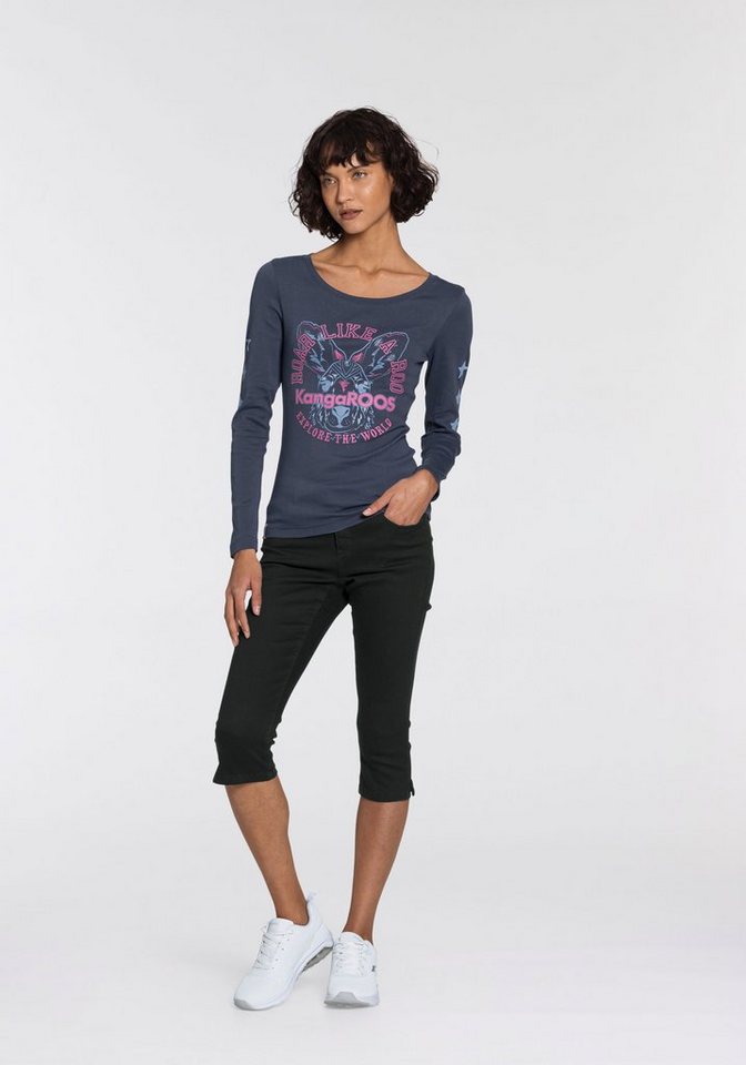 KangaROOS Caprijeans CAPRI-JEANS mit Gürtel (Set, mit abnehmbarem Gürtel) Skinny Fit, mit Schlitz, normale Leibhöhe – Bild 4 von 5