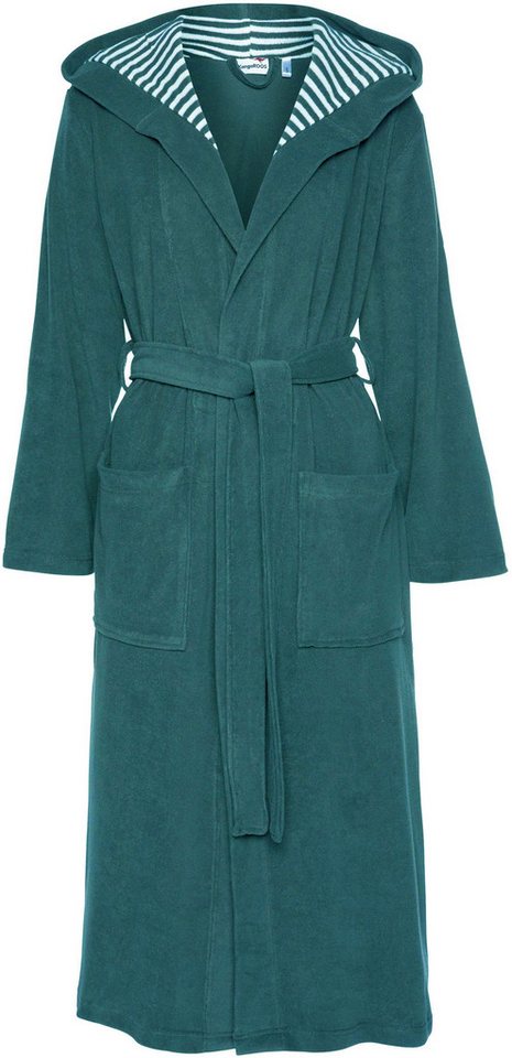 KangaROOS Damenbademantel Dalia, ideal für Sauna & Spa, Standardlänge & Überlänge, Langform, Leichtfrottier, Kapuze, Gürtel, Uni-Farben mit Streifen, Taschen, l – Bild 2 von 5