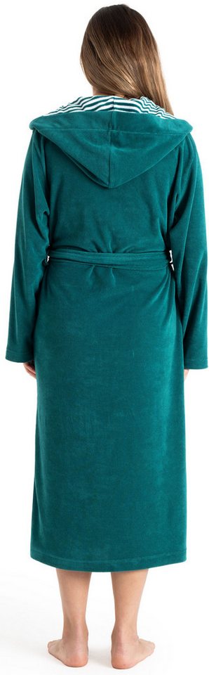 KangaROOS Damenbademantel Dalia, ideal für Sauna & Spa, Standardlänge & Überlänge, Langform, Leichtfrottier, Kapuze, Gürtel, Uni-Farben mit Streifen, Taschen, l – Bild 5 von 5