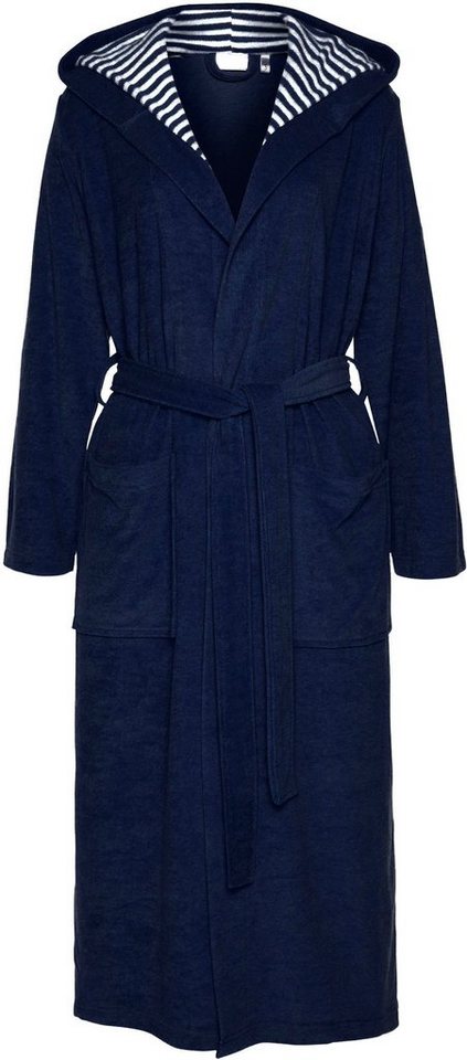 KangaROOS Damenbademantel Dalia, ideal für Sauna & Spa, Standardlänge & Überlänge, Langform, Leichtfrottier, Kapuze, Gürtel, Uni-Farben mit Streifen, Taschen, l – Bild 2 von 5