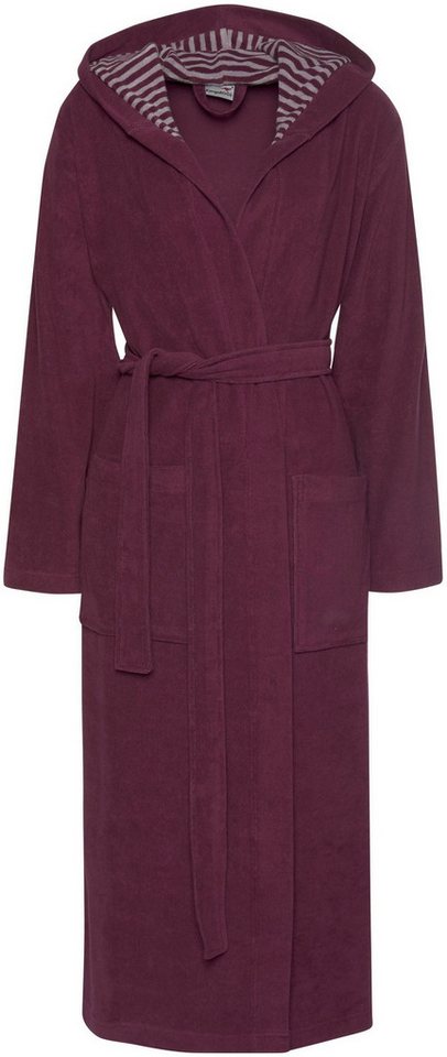 KangaROOS Damenbademantel Dalia, ideal für Sauna & Spa, Standardlänge & Überlänge, Langform, Leichtfrottier, Kapuze, Gürtel, Uni-Farben mit Streifen, Taschen, l – Bild 2 von 5