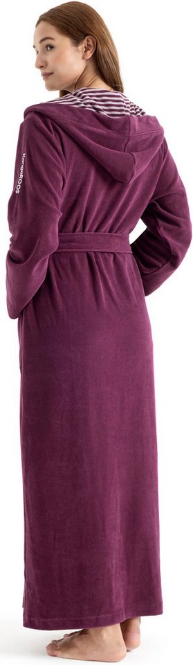 KangaROOS Damenbademantel Dalia, ideal für Sauna & Spa, Standardlänge & Überlänge, Langform, Leichtfrottier, Kapuze, Gürtel, Uni-Farben mit Streifen, Taschen, l – Bild 5 von 5