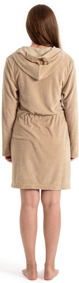 KangaROOS Damenbademantel Kira, ideal für Sauna & Spa, Hotelbademantel, Morgenmantel, Kurzform, Leichtfrottier, Kapuze, Reißverschluss, mit Bindekordel, kurz, B – Bild 4 von 5