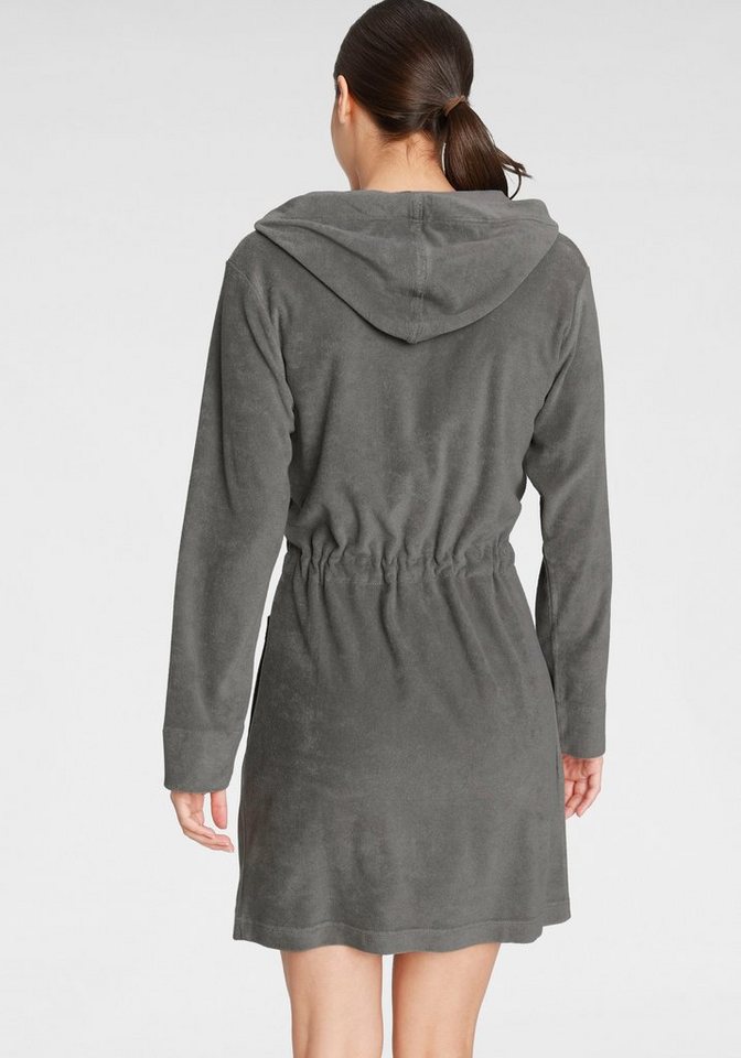 KangaROOS Damenbademantel Kira, ideal für Sauna & Spa, Hotelbademantel, Morgenmantel, Kurzform, Leichtfrottier, Kapuze, Reißverschluss, mit Bindekordel, kurz, B – Bild 5 von 5