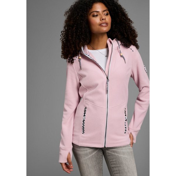 KangaROOS Fleecejacke figurbetonte Passform, mit Kapuze und Kordelzug, Übergangsjacke