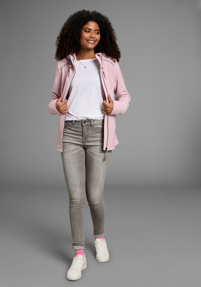 KangaROOS Fleecejacke figurbetonte Passform, mit Kapuze und Kordelzug, Übergangsjacke – Bild 4 von 5