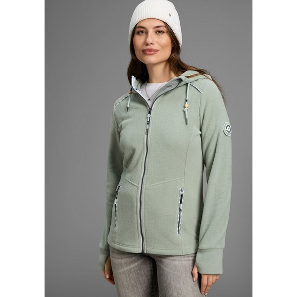 KangaROOS Fleecejacke figurbetonte Passform, mit Kapuze und Kordelzug, Übergangsjacke