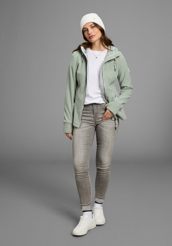 KangaROOS Fleecejacke figurbetonte Passform, mit Kapuze und Kordelzug, Übergangsjacke – Bild 4 von 5