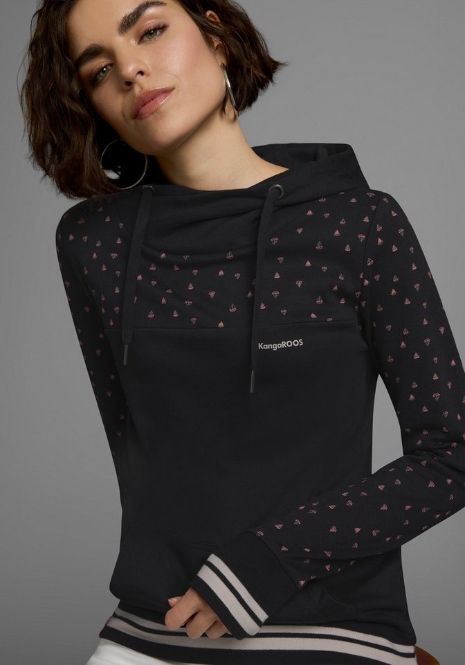 KangaROOS Hoodie Langarm, figurbetonter Schnitt, aus Baumwolle, mit Kapuze – Bild 3 von 5