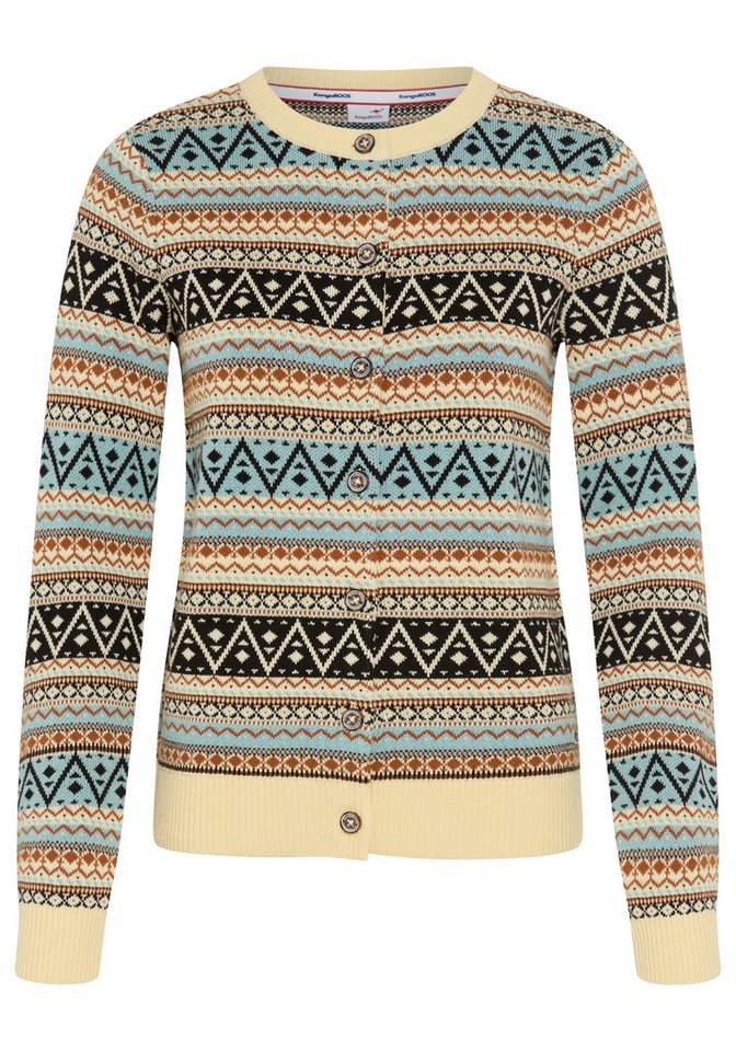 KangaROOS Jacquardstrickjacke hüftlange Form, schmale Passform, Jaquard, Norwegermuster – Bild 5 von 5