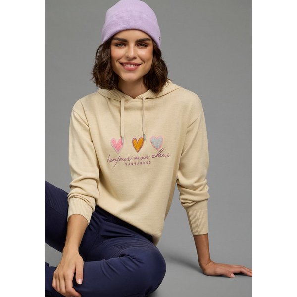 KangaROOS Kapuzenpullover mit Kordelzug, Langarm, in unifarbener Strickqualität