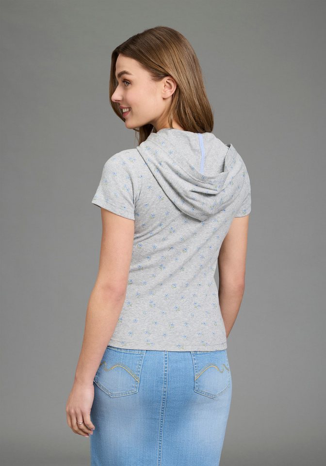 KangaROOS Kapuzenshirt figurbetonte Passform, Kurzarm, mit Kapuze, Rippware – Bild 3 von 5