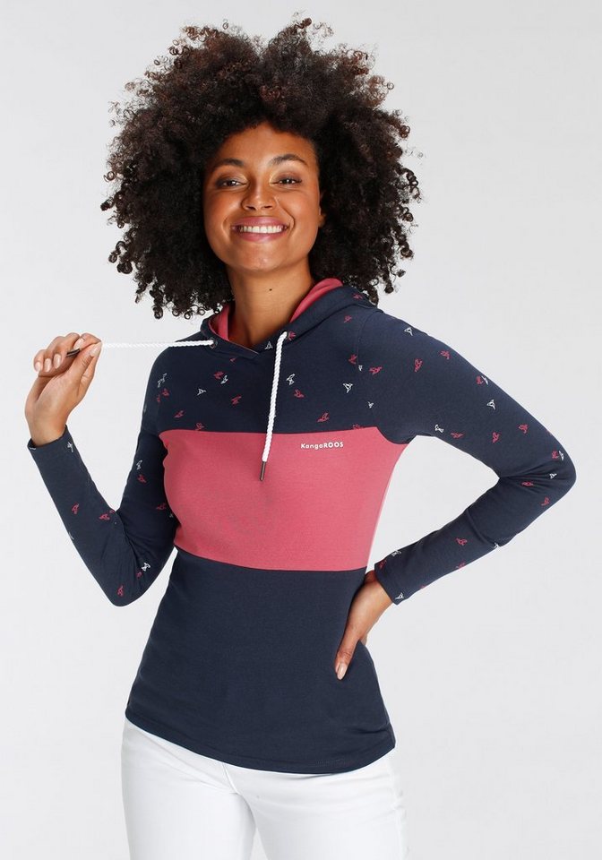 KangaROOS Kapuzenshirt Langarm, hüftbedeckender Schnitt, Colourblocking-Optik – Bild 2 von 5