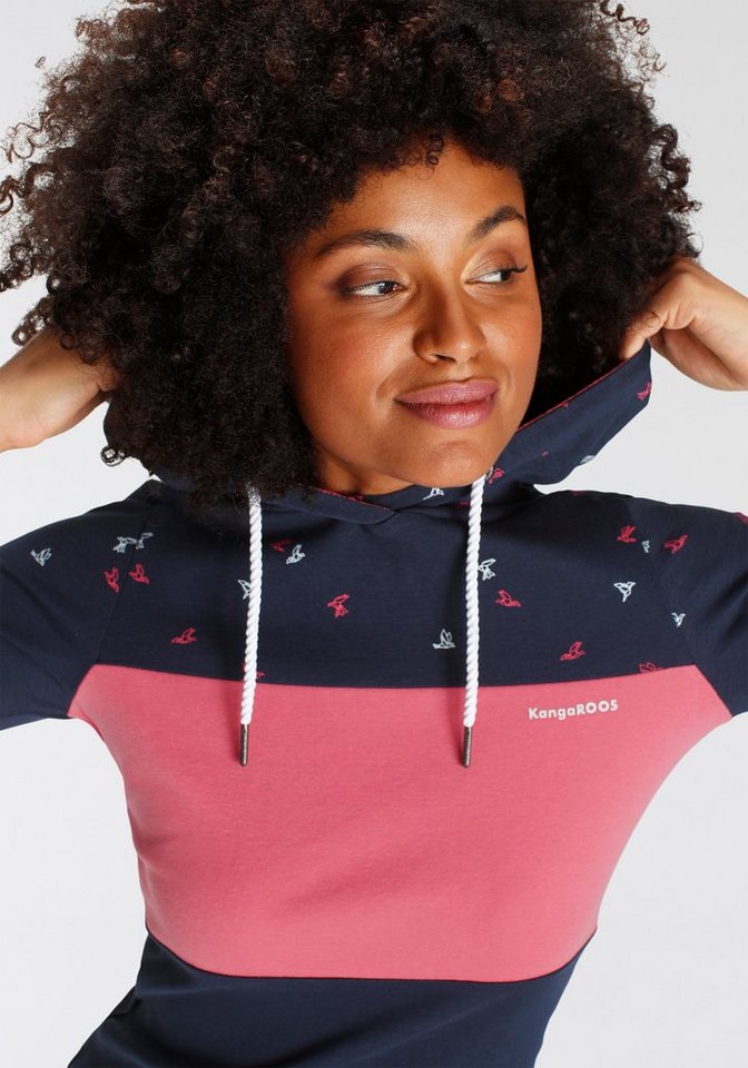 KangaROOS Kapuzenshirt Langarm, hüftbedeckender Schnitt, Colourblocking-Optik – Bild 5 von 5