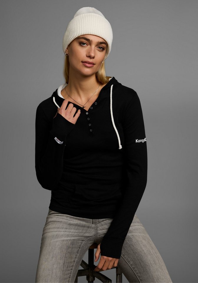 KangaROOS Kapuzenshirt Langarm mit Daumenlöchern, figurbetonter Schnitt, aus Jerseystoff – Bild 2 von 5