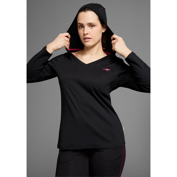 KangaROOS Kapuzenshirt Langarm, V-Ausschnitt, aus 100% Baumwolle, große Größen