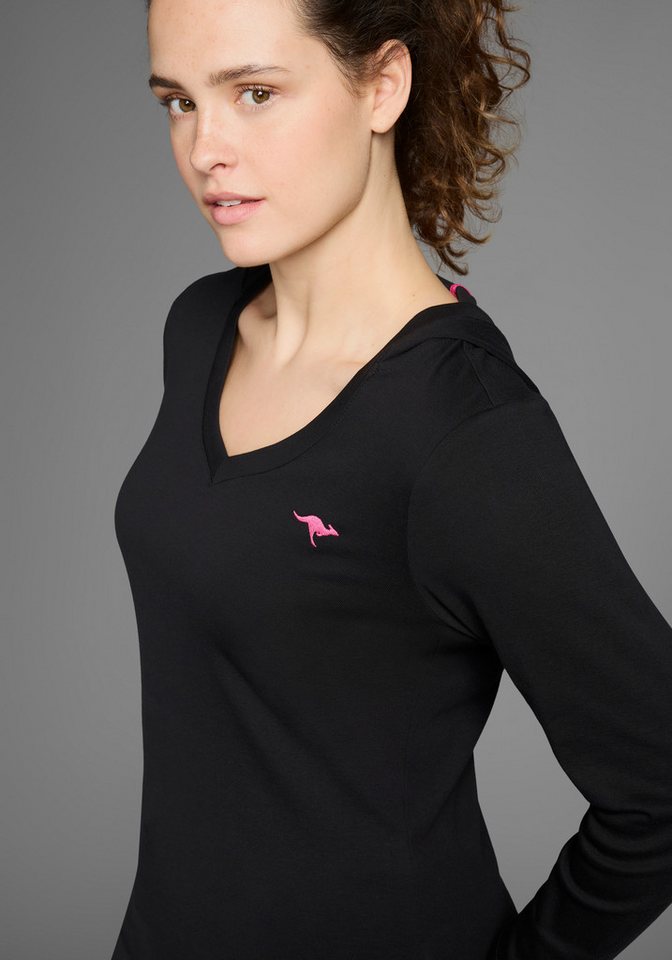 KangaROOS Kapuzenshirt Langarm, V-Ausschnitt, aus 100% Baumwolle, große Größen – Bild 3 von 5