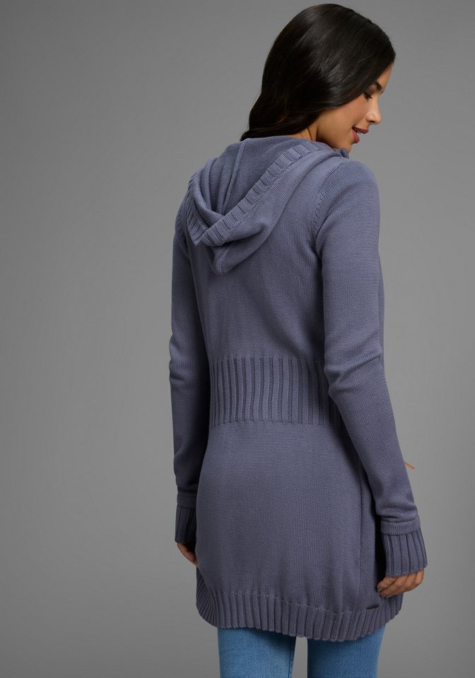 KangaROOS Kapuzenstrickjacke figurbetonte Passform, po-bedeckende Länge, mit 2-Wege-Reißverschluss – Bild 2 von 5