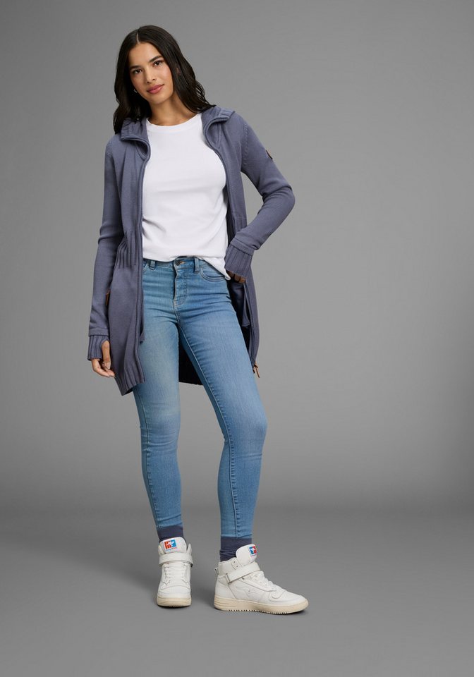 KangaROOS Kapuzenstrickjacke figurbetonte Passform, po-bedeckende Länge, mit 2-Wege-Reißverschluss – Bild 4 von 5