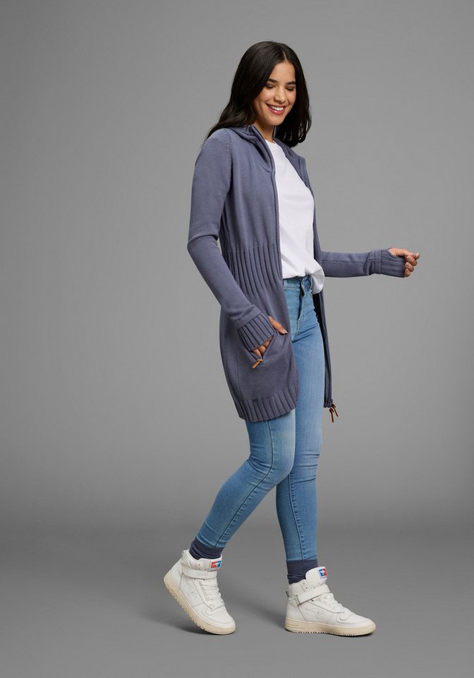 KangaROOS Kapuzenstrickjacke figurbetonte Passform, po-bedeckende Länge, mit 2-Wege-Reißverschluss – Bild 5 von 5