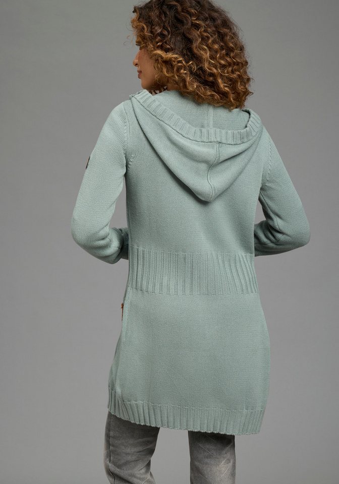KangaROOS Kapuzenstrickjacke figurbetonte Passform, po-bedeckende Länge, mit 2-Wege-Reißverschluss – Bild 3 von 5