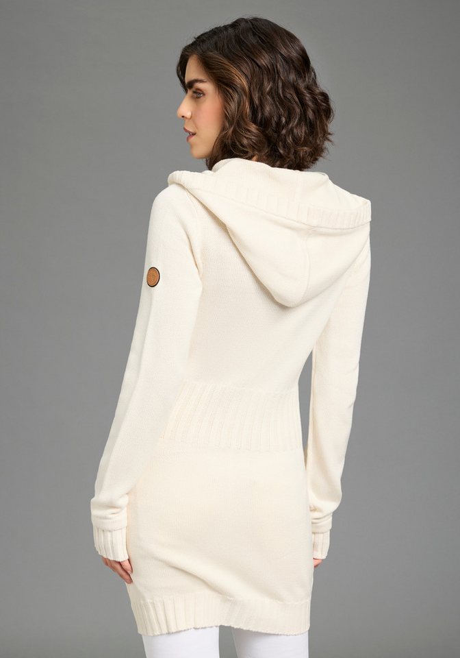 KangaROOS Kapuzenstrickjacke figurbetonte Passform, po-bedeckende Länge, mit 2-Wege-Reißverschluss – Bild 2 von 5