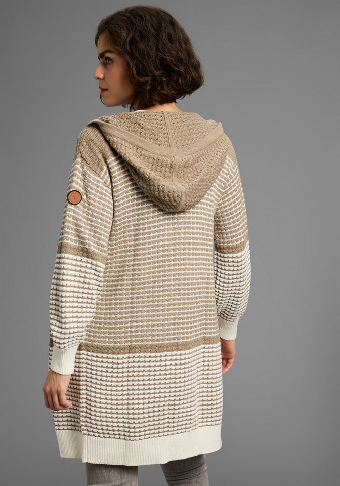 KangaROOS Kapuzenstrickjacke mit gemustertem Design, lange Form, lässig geschnitten – Bild 2 von 5