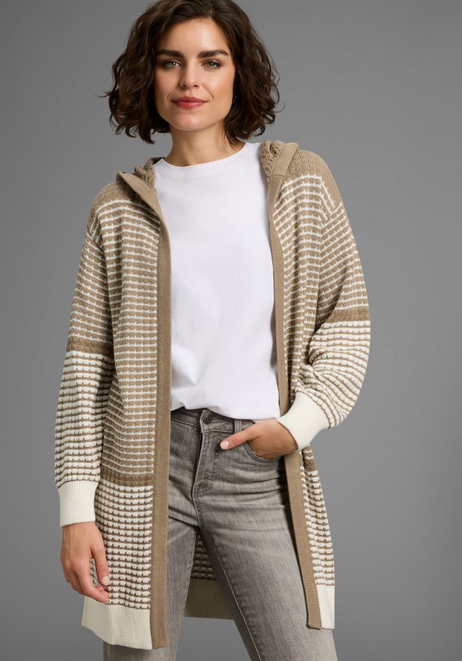 KangaROOS Kapuzenstrickjacke mit gemustertem Design, lange Form, lässig geschnitten – Bild 3 von 5