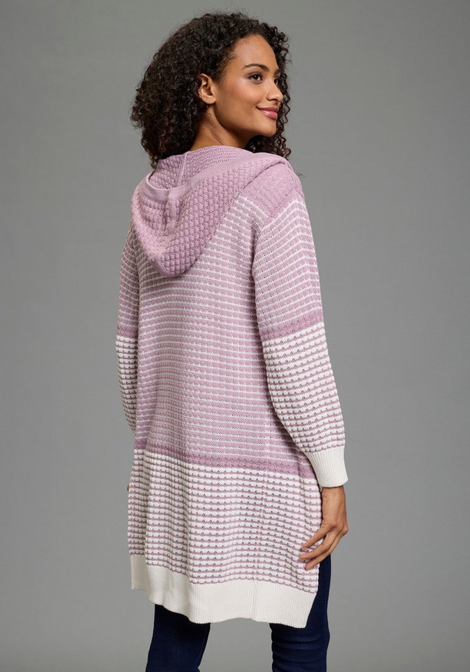 KangaROOS Kapuzenstrickjacke mit gemustertem Design, lange Form, lässig geschnitten – Bild 2 von 5