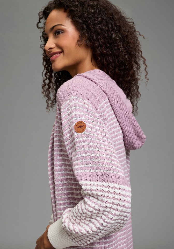 KangaROOS Kapuzenstrickjacke mit gemustertem Design, lange Form, lässig geschnitten – Bild 3 von 5