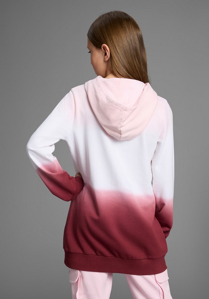 KangaROOS Kapuzensweatshirt, Longsweatshirt mit Farbverlauf Langarm mit Bündchen, taillierter Schnitt, mit Logodruck – Bild 2 von 5