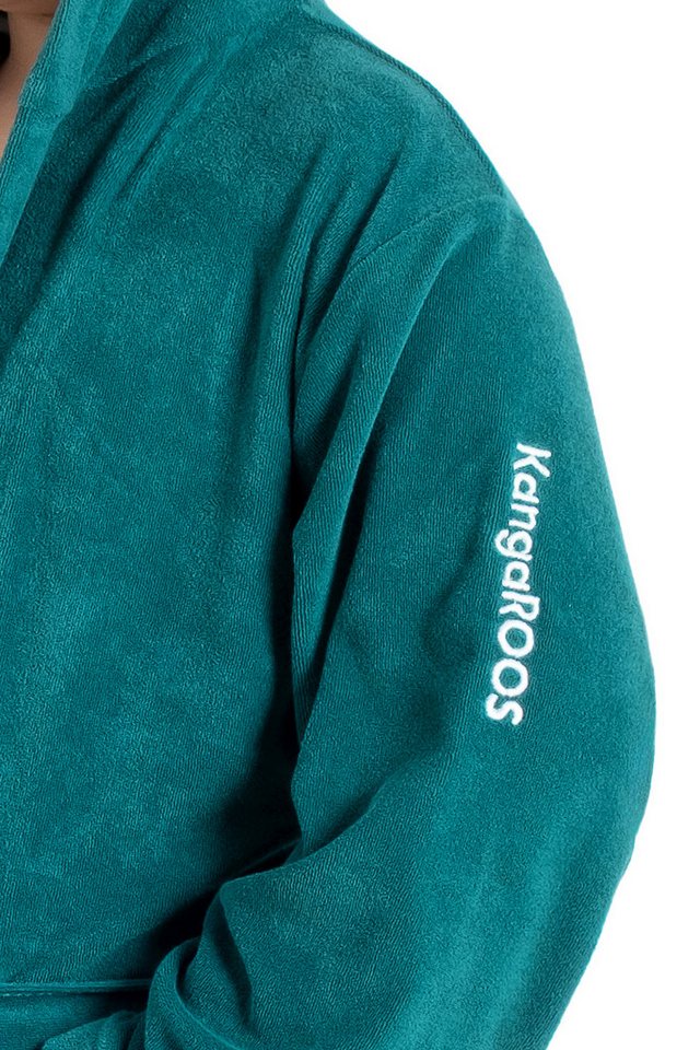 KangaROOS Kinderbademantel Dalia, Ideal für Zuhause, Schwimmbad oder im Urlaub, Langform, Veloursfrottier, Kapuze, Gürtel, Uni-Farben mit Streifen – Bild 5 von 5