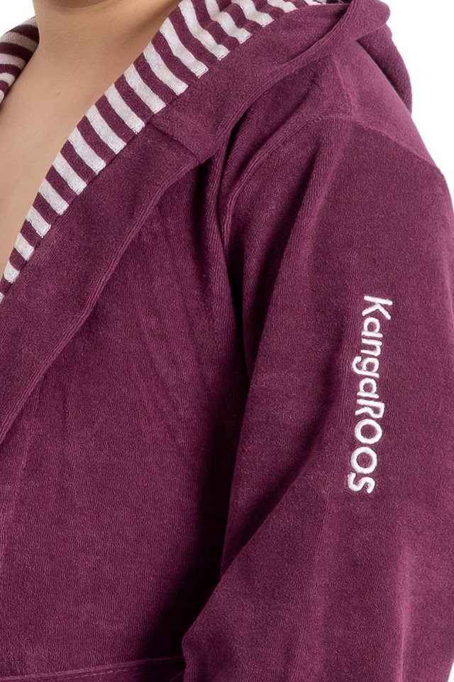 KangaROOS Kinderbademantel Dalia, Ideal für Zuhause, Schwimmbad oder im Urlaub, Langform, Veloursfrottier, Kapuze, Gürtel, Uni-Farben mit Streifen – Bild 5 von 5