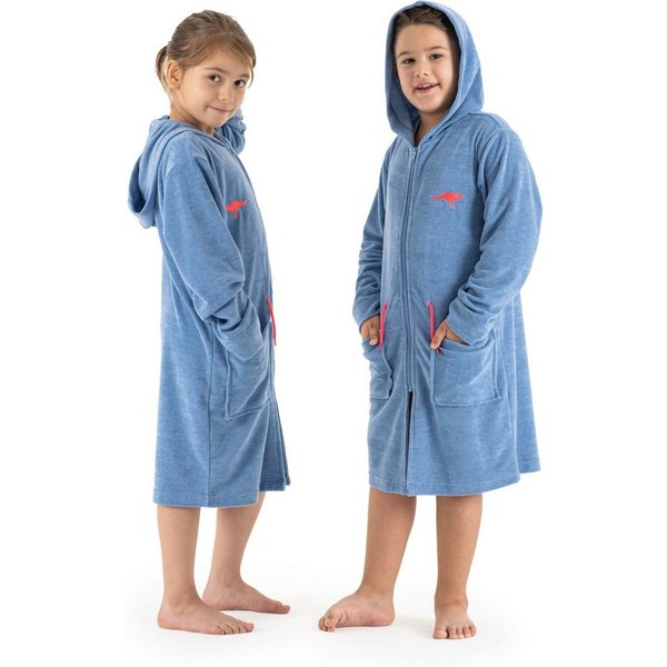 KangaROOS Kinderbademantel Kira, Ideal für Zuhause, Schwimmbad oder im Urlaub, Kurzform, Leichtfrottier, Kapuze, Reißverschluss, modernen, sportliches Design, l