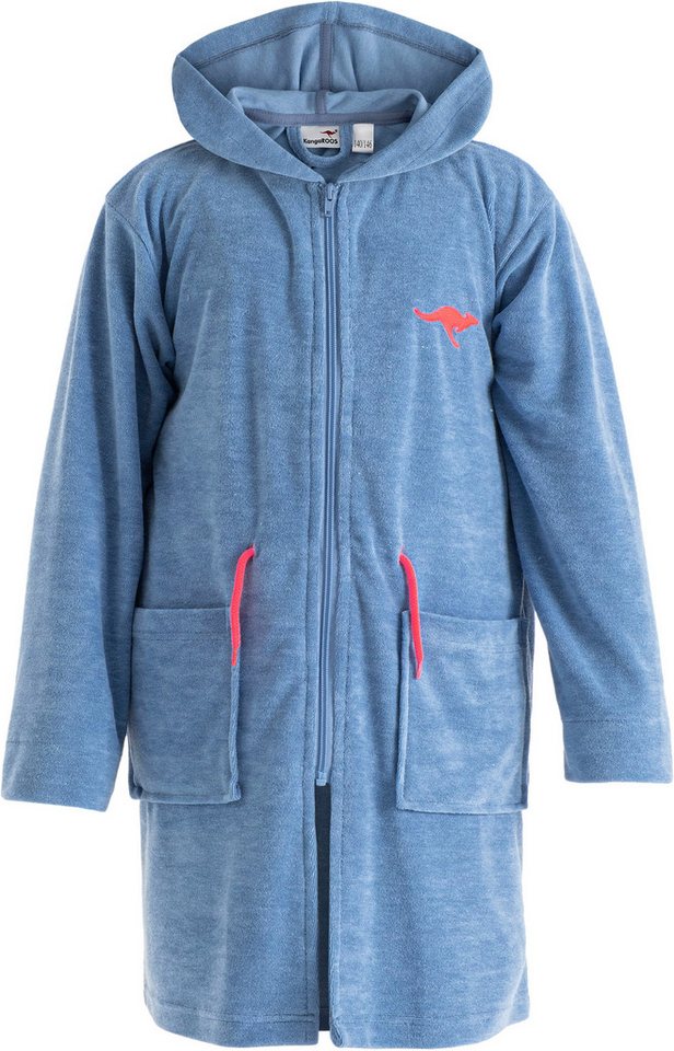 KangaROOS Kinderbademantel Kira, Ideal für Zuhause, Schwimmbad oder im Urlaub, Kurzform, Leichtfrottier, Kapuze, Reißverschluss, modernen, sportliches Design, l – Bild 2 von 5