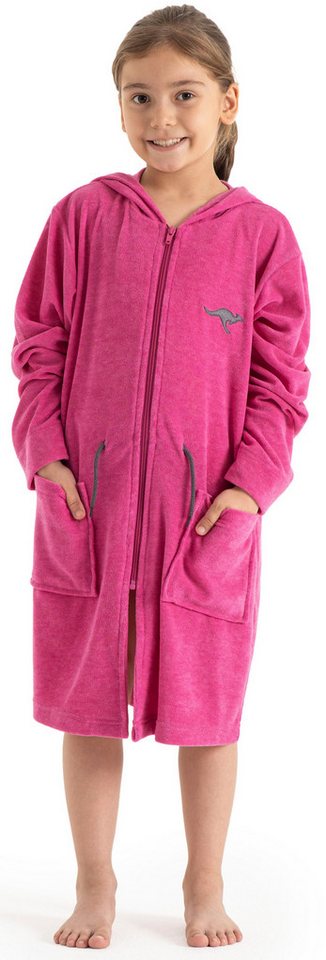 KangaROOS Kinderbademantel Kira, Ideal für Zuhause, Schwimmbad oder im Urlaub, Kurzform, Leichtfrottier, Kapuze, Reißverschluss, modernen, sportliches Design, l – Bild 4 von 5