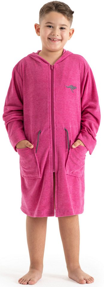 KangaROOS Kinderbademantel Kira, Ideal für Zuhause, Schwimmbad oder im Urlaub, Kurzform, Leichtfrottier, Kapuze, Reißverschluss, modernen, sportliches Design, l – Bild 5 von 5